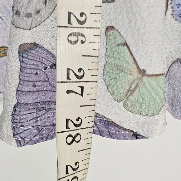 PrettyLittleThing Blouse Womens 2XL White Pastel Butterfly Kimono Top Plus Size - Picture 10 of 11